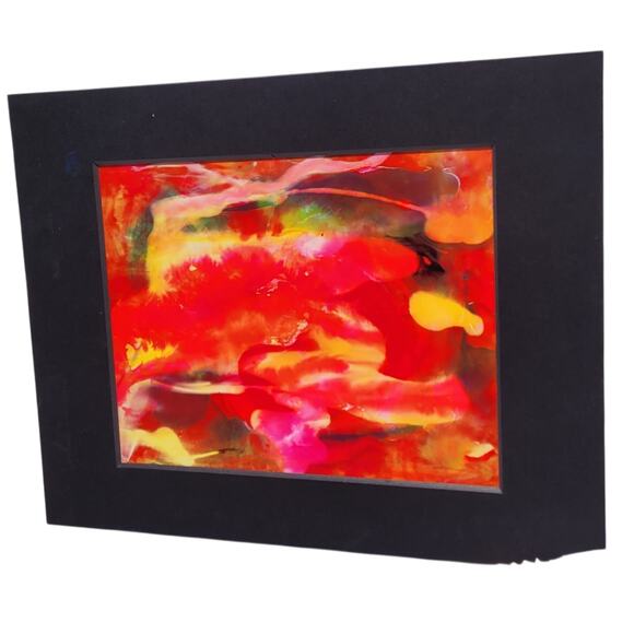 Abstract Wall Art Painting on Photo Paper by Local Artist in Red, Yellow, Green - Picture 1 of 4